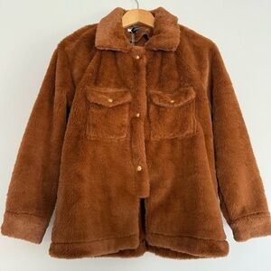 Zesica Faux Fur Jacket in Carmel brown Size: Small New With Tags
